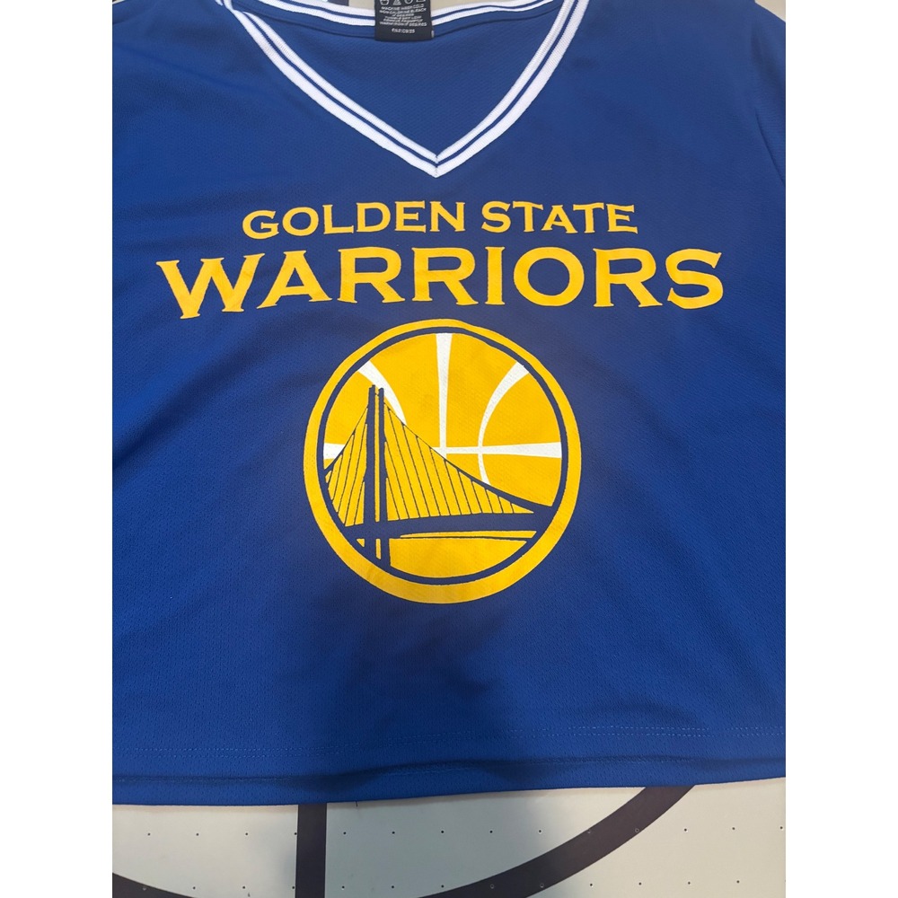 1058 NBA Golden State Warriors Women 1X Royal Blue Cropped V-Neck Jersey NWT - Picture 3 of 5